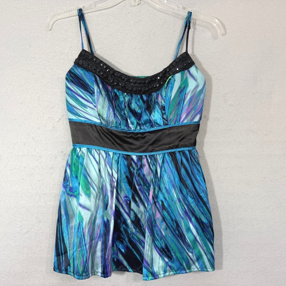 Love‎ Tease Embellished Women's Babydoll Cami Size S Y2K Party Indie Sleaze